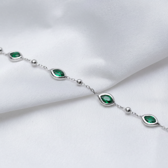 Athena Bracelet  Emerald&Silver