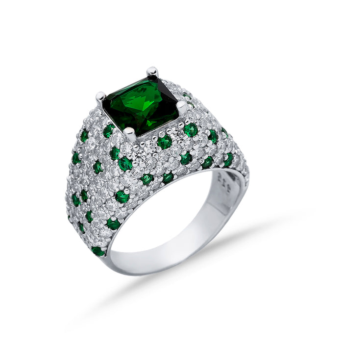 Helios Ring Emerald Silver