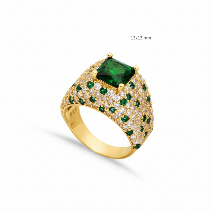 Helios Ring Emerald Gold