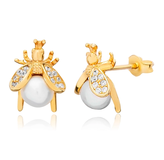Bee Stud Earrings Gold