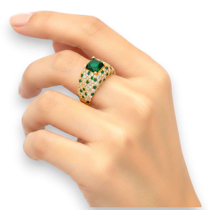 Helios Ring Emerald Gold