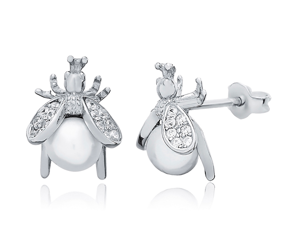 Bee Stud Earrings Silver