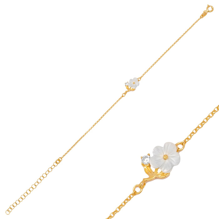 White Flower Bracelet Gold
