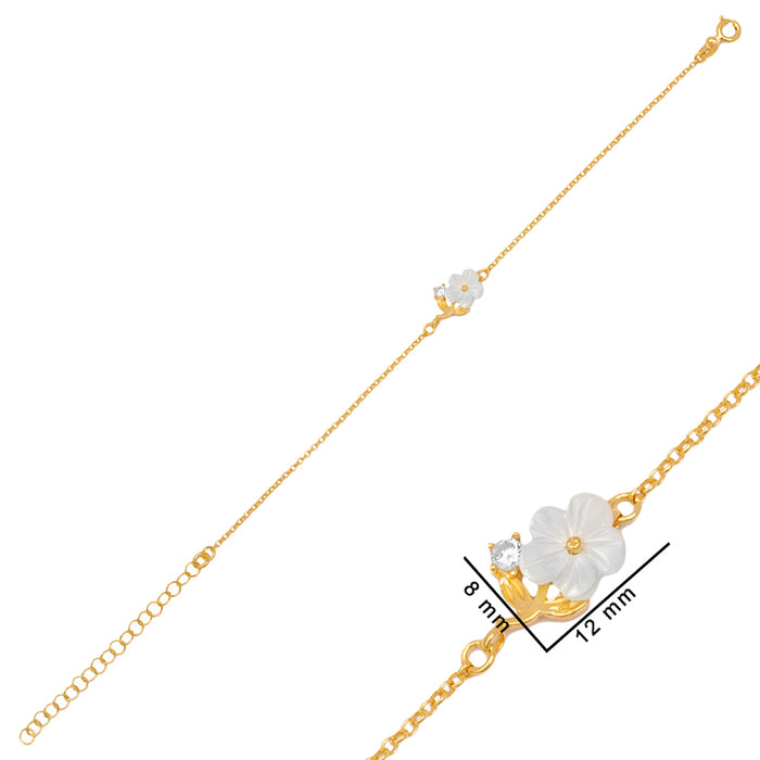 White Flower Bracelet Gold